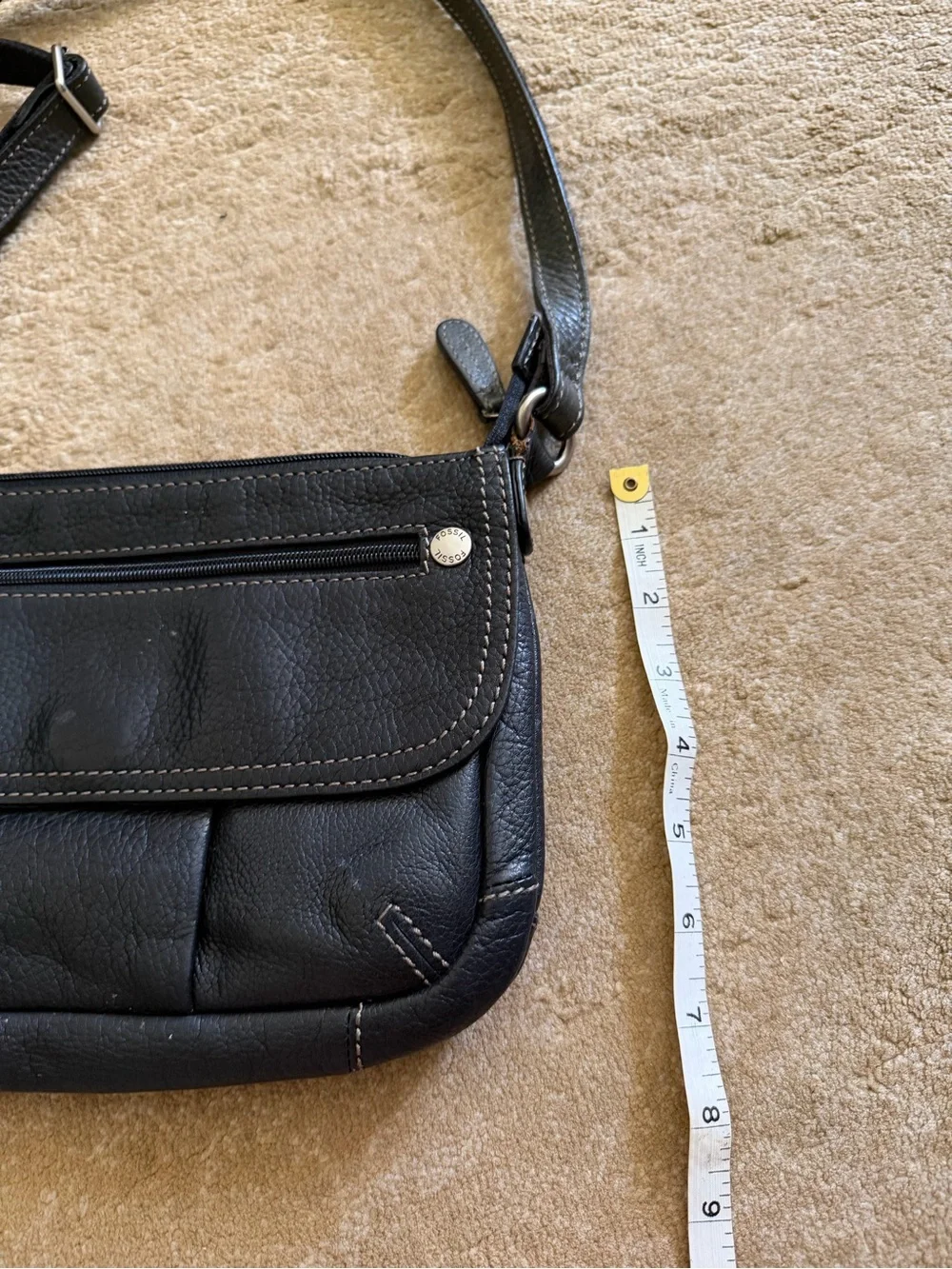 Fossil Black Leather Crossbody Bag
